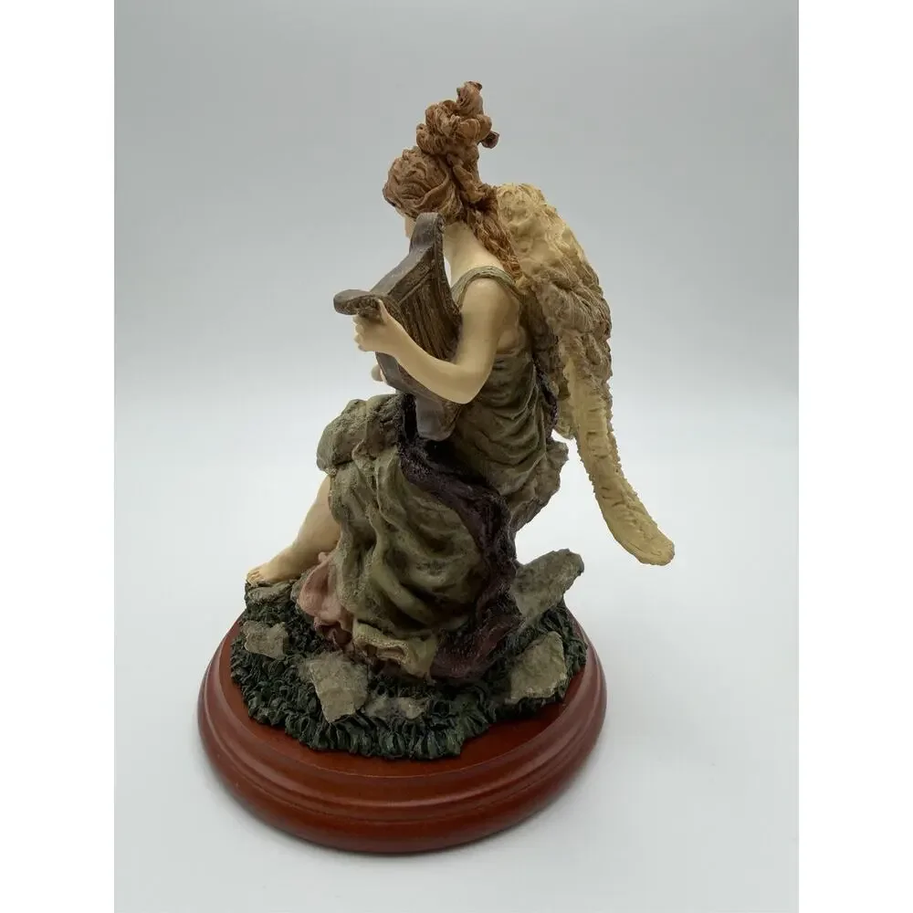 House of Lloyd Vintage Angel Playing Harp w/Child Resin Figurine 7